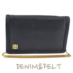 GIVENCHY Black Vintage Leather Gold Chain Link Shoulder/Crossbody Bag | PRELOVED
